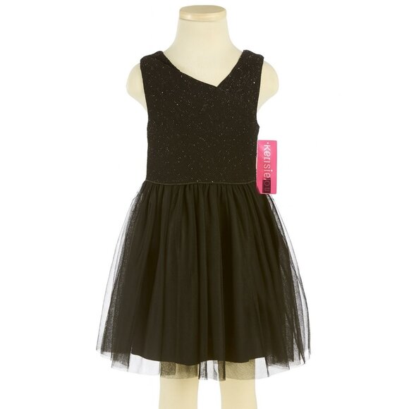 NWT Kensie Girl Black Sequin Mesh Dress Size 8 - Picture 1 of 3